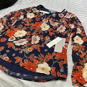 NWT Daniel Rainn Navy Floral Boho Tunic XS
